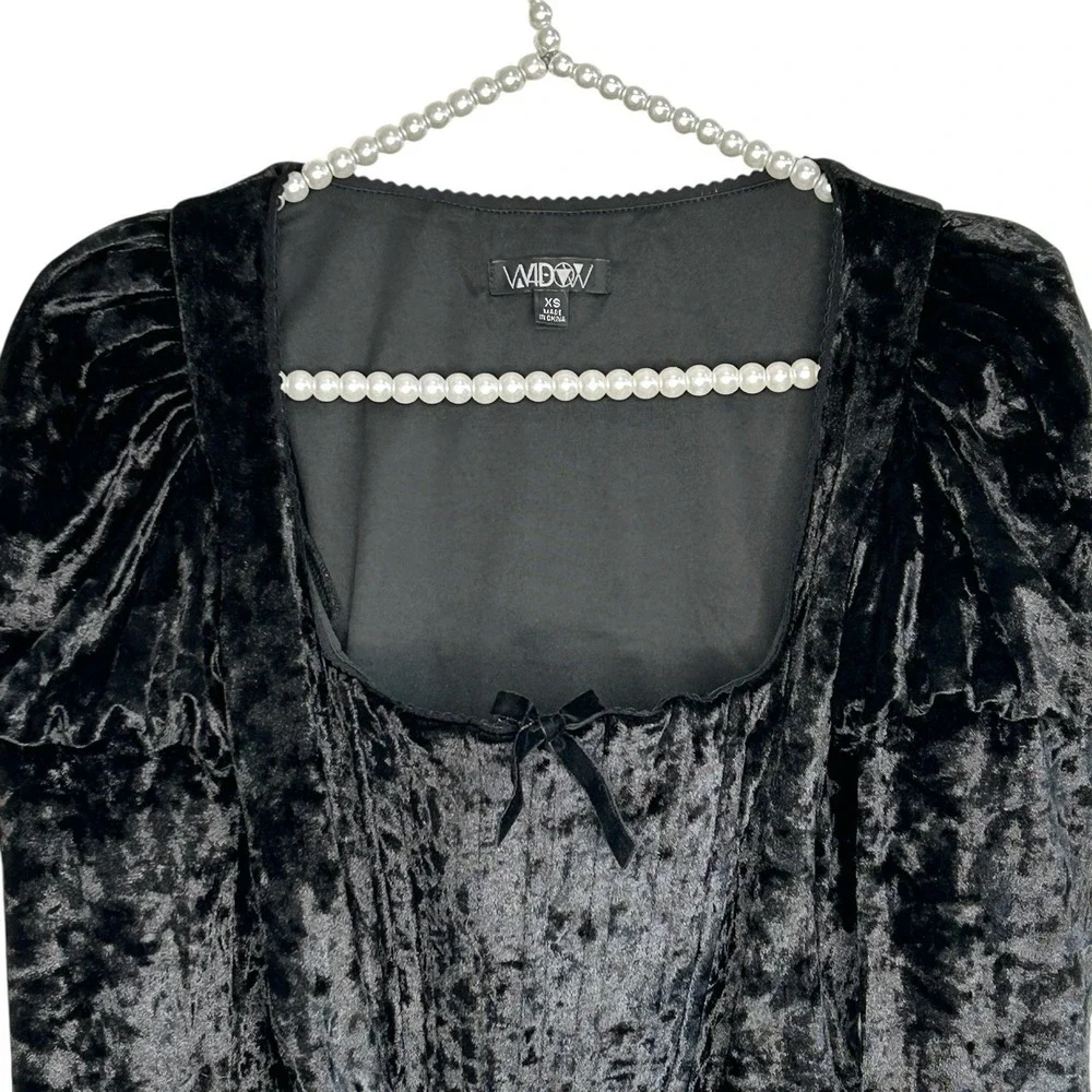 Dolls Kill Widow Transformed‎ Kiss Corset Top S Fairy Goth Velvet Emo L/SL  Crop